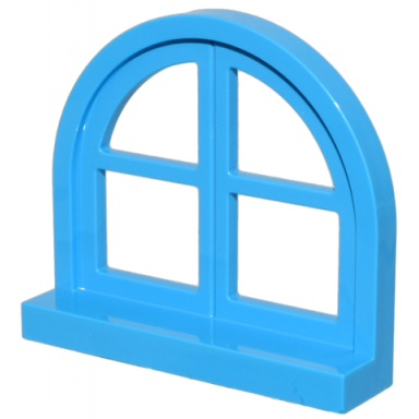 dark azure window 1 x 4 x 3 rounded top with 4 panes and sill