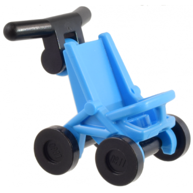 dark azure minifigure utensil stroller baby carriage with black wheels and black handlebars 5491 2496 30031