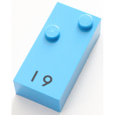 dark azure brick braille 2 x 4 with 2 studs with black capital letter i number 9 pattern dots-24 â 