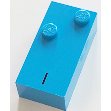 dark azure brick braille 2 x 4 with 2 studs with black capital letter i pattern dots-24 â  french with antoine numbers