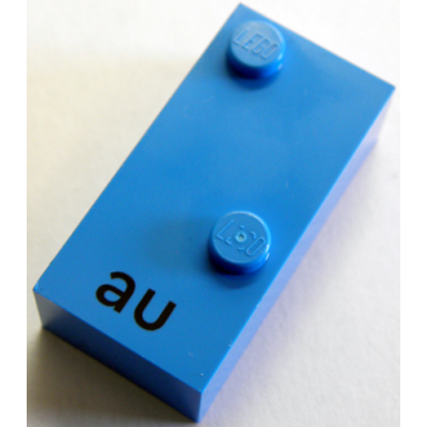 dark azure brick braille 2 x 4 with 2 studs with black lowercase letters au pattern dots-16 â ¡ german