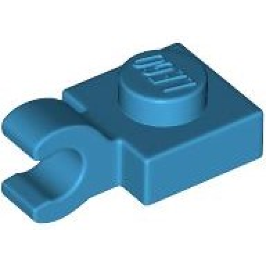 dark azure plate modified 1 x 1 with open o clip horizontal grip