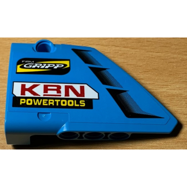 dark azure technic panel fairing 13 large short smooth side a with krn powertools red and yellow and vents pattern sticker - set 42077