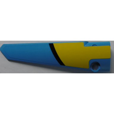 dark azure technic panel fairing 5 long smooth side a with black curved line on dark azure and yellow background pattern sticker - set 42074