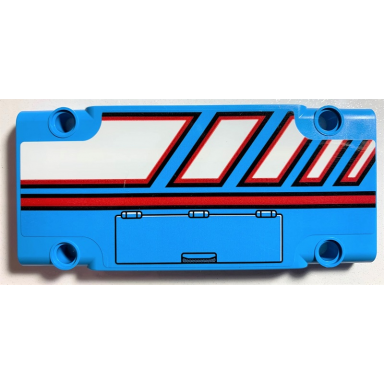 dark azure technic panel plate 5 x 11 x 1 with red line white polygons outlined in red and hatch pattern model right side sticker - set 42070