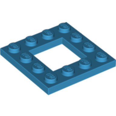 dark azure plate modified 4 x 4 with 2 x 2 open center