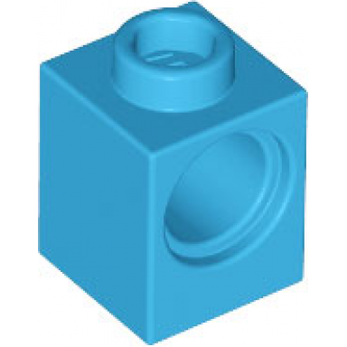 dark azure technic brick 1 x 1 with hole