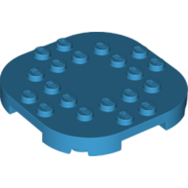 dark azure plate modified 6 x 6 with rounded corners and 4 feet