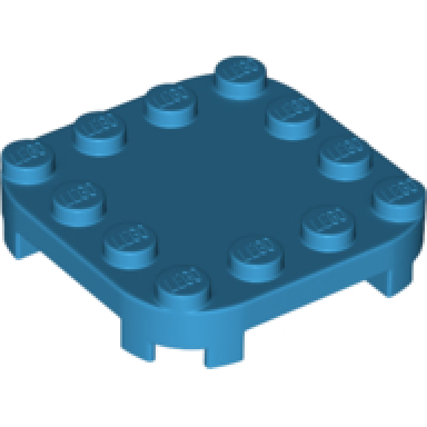 dark azure plate modified 4 x 4 with rounded corners and 4 feet