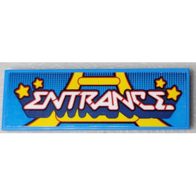 dark azure tile 2 x 6 with entrance yellow rollercoaster track and 4 stars pattern sticker - set 10303