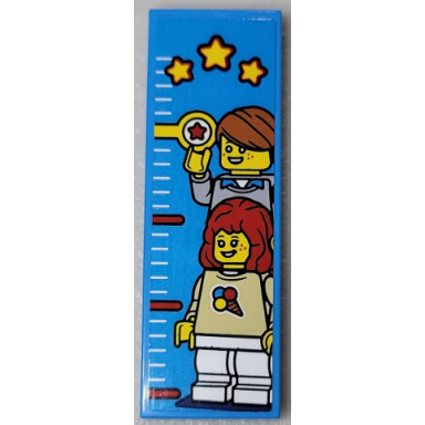 dark azure tile 2 x 6 with height chart 2 minifigures and 3 yellow stars pattern sticker - set 10303
