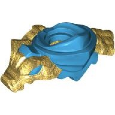 dark azure minifigure armor shoulder pads and scarf with molded pearl gold dragon head tail and scabbard for 2 katanas pattern