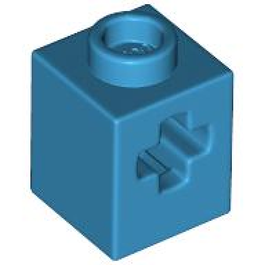dark azure technic brick 1 x 1 with axle hole