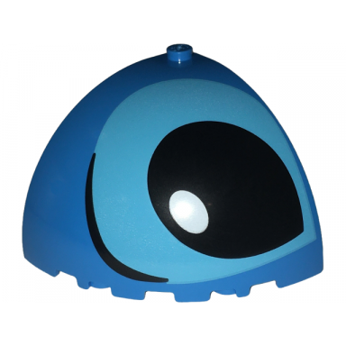 dark azure brick round corner 5 x 5 x 3 1 3 dome top with medium azure eye black eyebrow and pupil and white glint pattern model left side