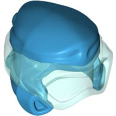 dark azure minifigure headgear ninjago wrap type 8 with trans-light blue scuba diver mask pattern