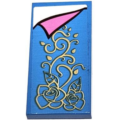 dark azure tile 2 x 4 with blanket with gold roses and scrollwork folded dark pink corner white bedsheet pattern sticker - set 43188