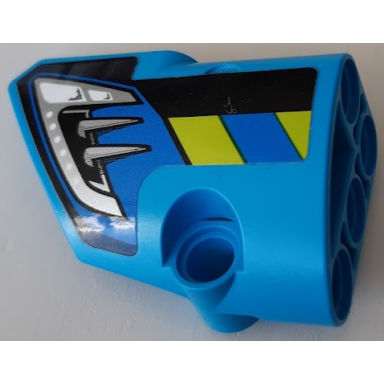 dark azure technic panel fairing 1 small smooth short side a with silver headlight blue and lime diagonal stripes pattern sticker - set 42091