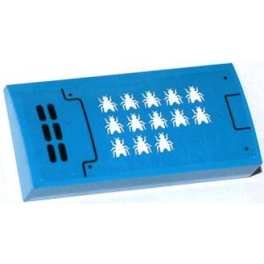 dark azure slope curved 2 x 4 x 2 3 with bottom tubes with vents and 13 white flies pattern model left side sticker - set 70709