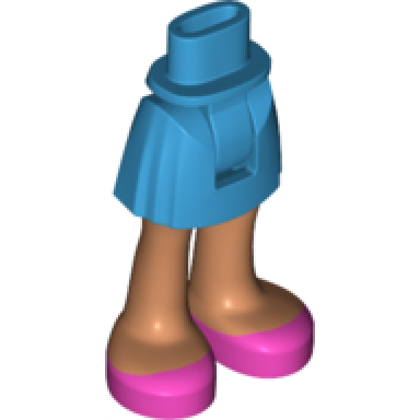 dark azure mini doll hips and skirt with molded nougat legs and printed dark pink open top shoes pattern - thick hinge