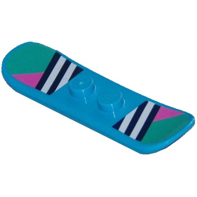 dark azure minifigure utensil snowboard small with dark blue and white stripes dark pink triangles and dark turquoise ends pattern bam