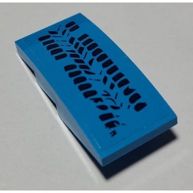 dark azure slope curved 4 x 2 with tire tracks pattern sticker - set 41348