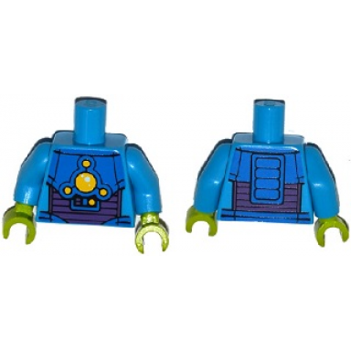 dark azure torso space armor with 5 yellow lights pattern dark azure arms lime hands