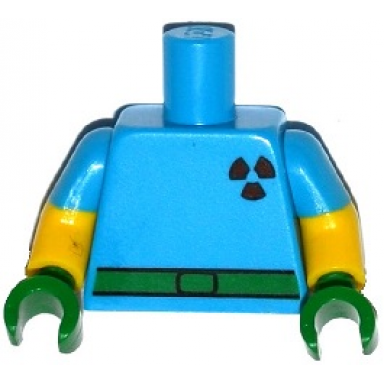 dark azure torso simpsons green belt and purple radioactivity warning pattern yellow arms with molded dark azure short sleeves pattern green hands