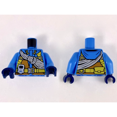 dark azure torso arctic overalls parka with safety rope pattern dark azure arms dark blue hands