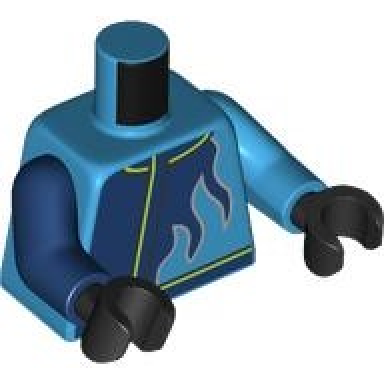 dark azure torso racing jacket with dark blue flames and lime trim pattern dark azure arm left dark blue arm right black hands