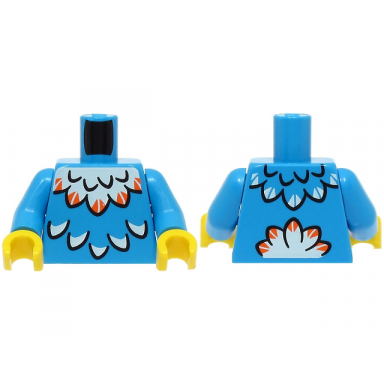 dark azure torso with white feathers with orange tips pattern bam dark azure arms yellow hands