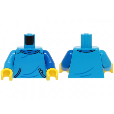 dark azure torso sweatshirt with pocket blue collar and wrinkles pattern bam blue arm left dark azure arm right yellow hands