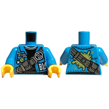 dark azure torso jacket with lime z-blob white bl over black t-shirt dark bluish gray utility belt with hourglass and silver buckles pattern dark azure arms yellow hands