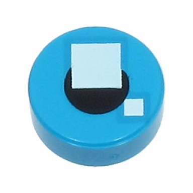 dark azure tile round 1 x 1 with 2 white squares on small black circle pattern brickheadz eye