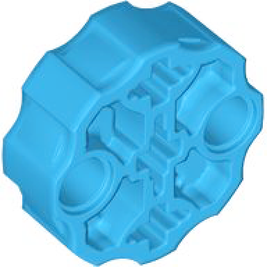 dark azure technic axle connector block round with 2 pin holes and 3 axle holes hero factory weapon barrel