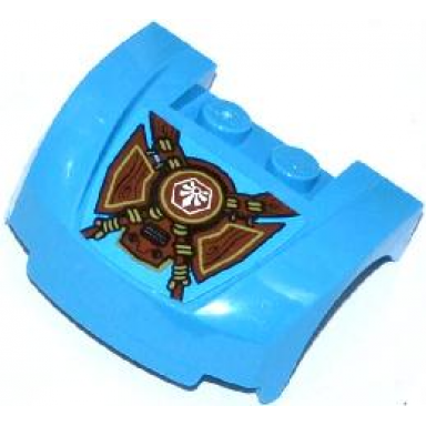 dark azure vehicle mudguard 3 x 4 x 1 2 3 curved front with white chima logo in hexagon on tied wooden armor components pattern sticker - set 70008