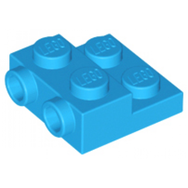 dark azure plate modified 2 x 2 x 2 3 with 2 studs on side