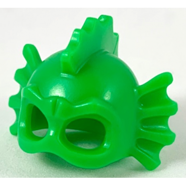 bright green minifigure headgear head cover swamp creature with eye holes fins and spikes