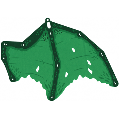 cloth wing dragon left tattered with dark green bones green scales and trim pattern