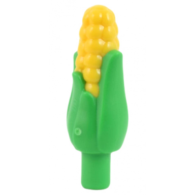 bright green corn cob with husk and molded yellow kernels pattern maize