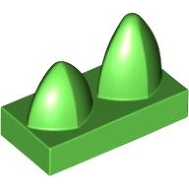 bright green tile modified 1 x 2 with 2 teeth vertical
