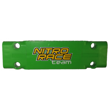 bright green technic panel plate 3 x 11 x 1 with nitro race team pattern sticker - set 42039