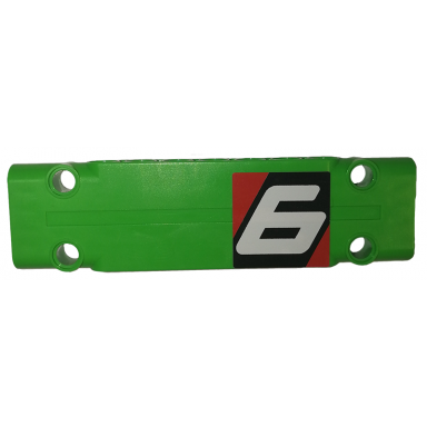 bright green technic panel plate 3 x 11 x 1 with number 6 on black and red background pattern model left side sticker - set 42039
