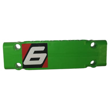 bright green technic panel plate 3 x 11 x 1 with number 6 on black and red background pattern model right side sticker - set 42039
