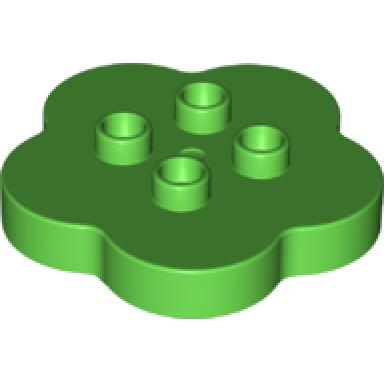 bright green duplo brick round 4 x 4 flat top scalloped with 2 x 2 studs