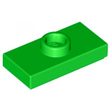 bright green plate modified 1 x 2 with 1 stud with groove and bottom stud holder jumper