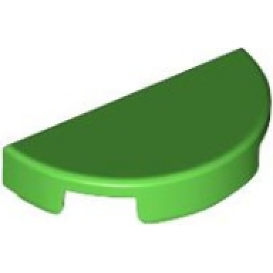 bright green tile round 1 x 2 half
