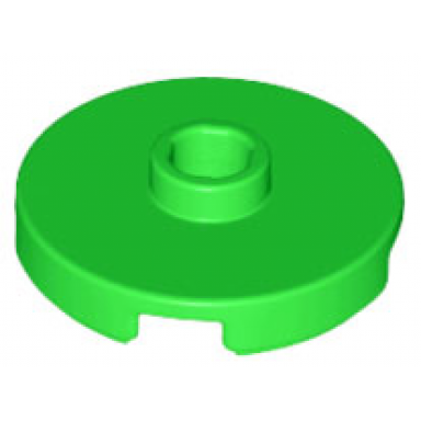 bright green tile round 2 x 2 with open stud