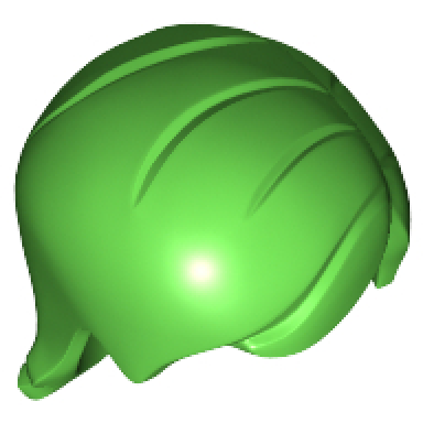 bright green minifigure hair mid-length with side part