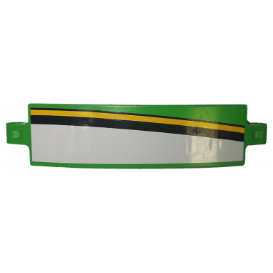 bright green technic panel curved 3 x 13 with white black and yellow stripes pattern model left side sticker - set 42039