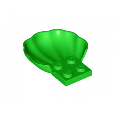 bright green clam scallop shell with 4 studs